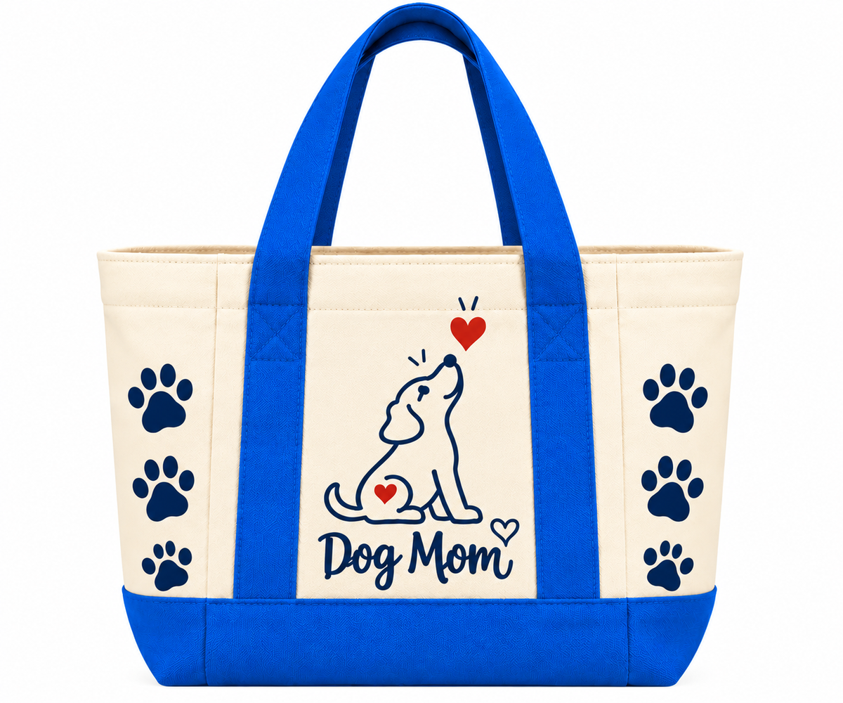GRETESS Pet Dog Mom Tote — Dog Mom, blue