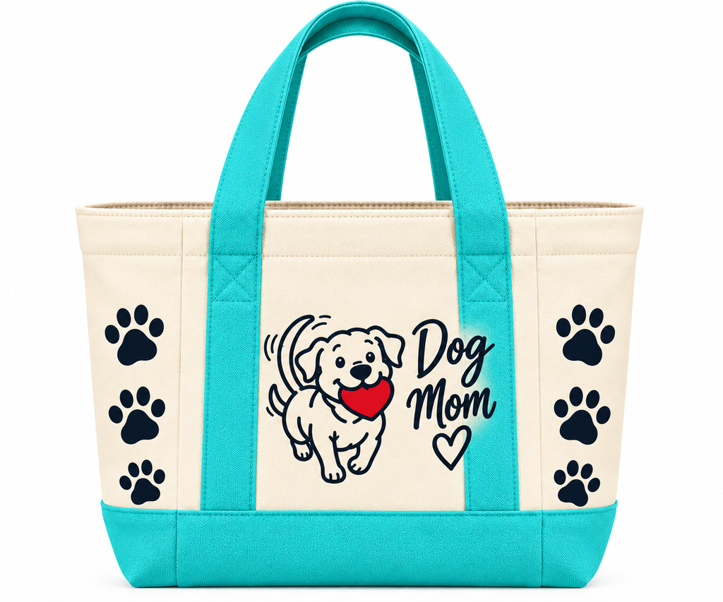 GRETESS Pet Dog Mom Tote — Dog Mom, teal
