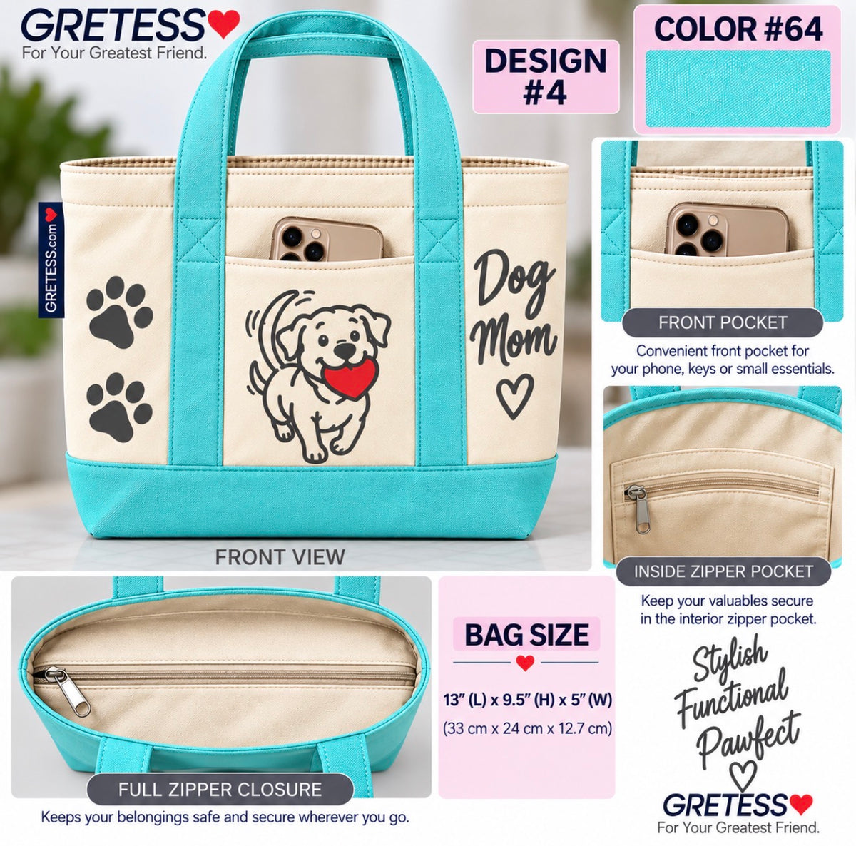 GRETESS Pet Mom Tote Bag