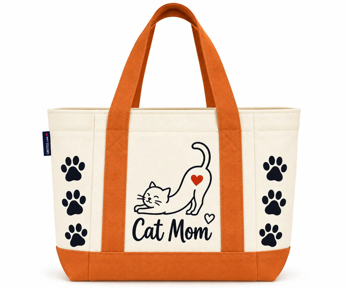GRETESS Pet Mom Tote Bag — Cat Mom, orange