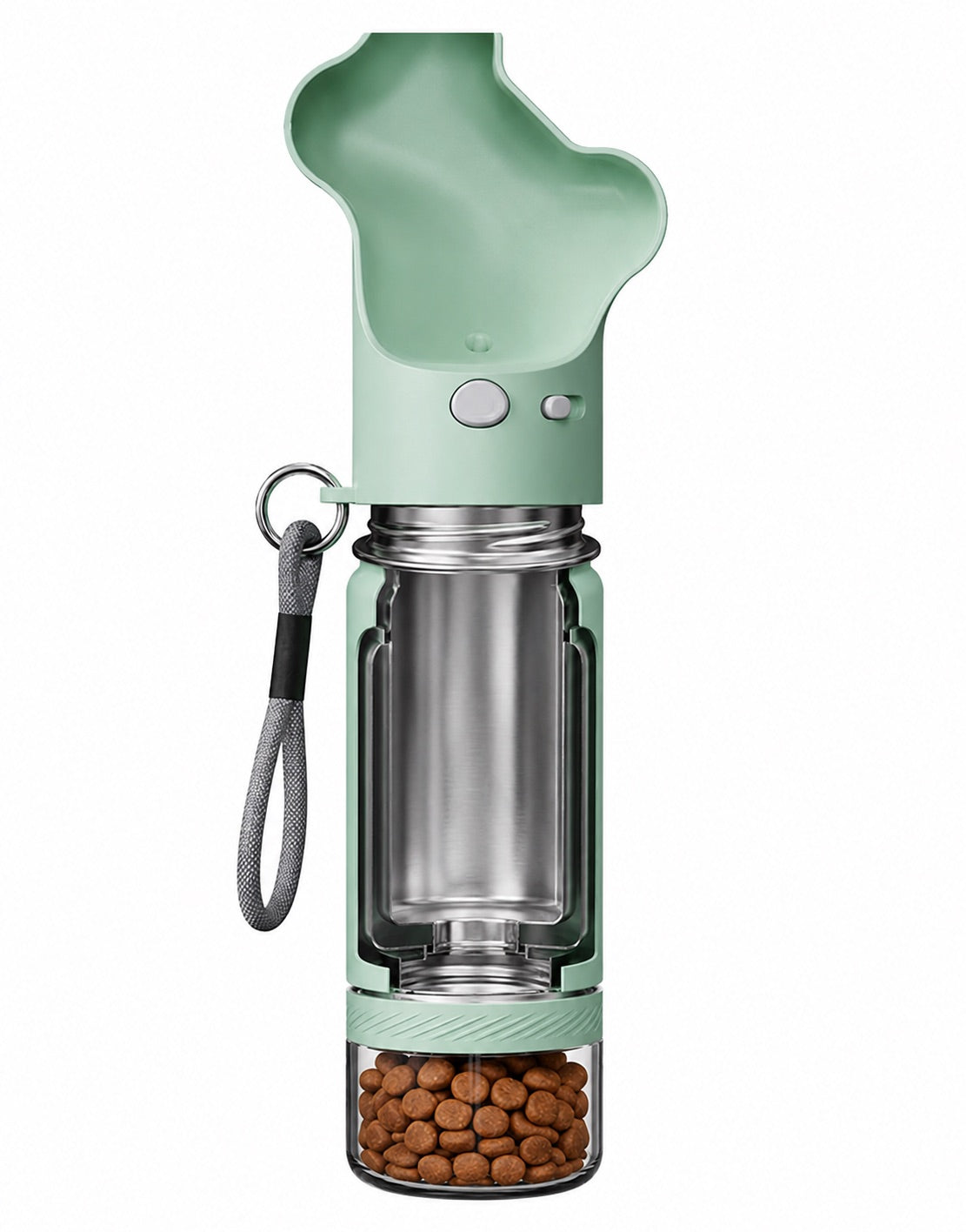 A cutaway of the bottle showing the stainless steel core
